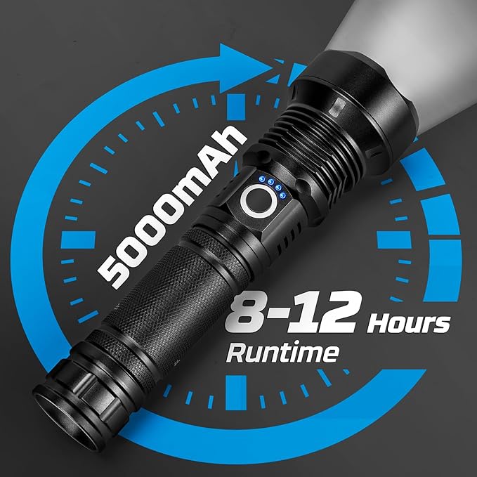 Rechargeable Flashlights 90000 High Lumens - 2 Pack, Super Bright 12 Hours Long Life LED Flashlight with 5 Modes, High Powered Flash Light for Home, Outdoor
