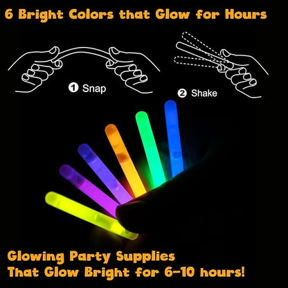 POPGIFTU 120 Mini Glow Sticks Bulk (1.96"), 6 Bright Colors ??Glow-in-the-Dark Small Sticks for Easter Eggs, Basket Stuffers, Party Favors, Neon Parties, Weddings, Halloween, Classroom Prizes
