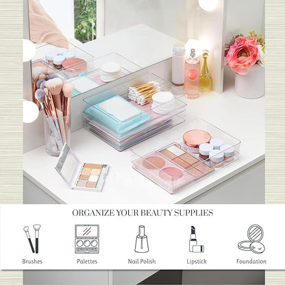 STORi SimpleSort 3-Piece Stackable Clear Drawer Organizer Set | 9" x 6" x 2"