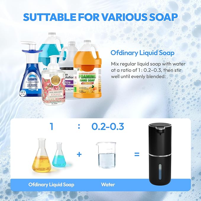 2 Pack Automatic Soap Dispenser Touchless, Liquid Hand Soap Dispenser 12.8oz