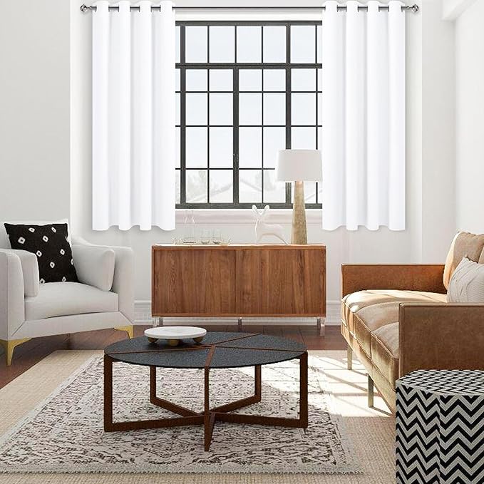 DWCN Pure White Curtains with White Middle Layer, 84 Inch Long 2 Panels