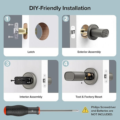 ThorBolt Door Lock Knob with Keypad Keyless Entry Door Knob Electric Coded