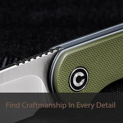 CIVIVI Knives Elementum Folding Pocket Knife 2.96" D2 Satin Blade,G-10 Handles C907E (Green)