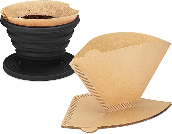 COLETTI Sierra Camping Pour Over Coffee Dripper ??Collapsible Pour Over Coffee Dripper ??Includes Pack of Paper Filters [Black, Pack of 2]