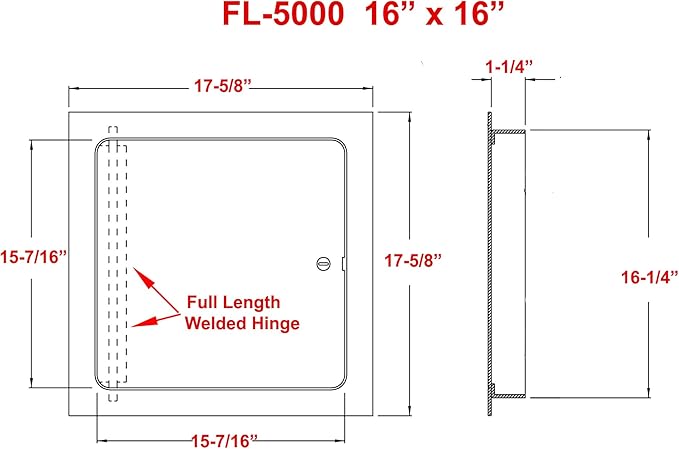 Premier 16x16 Universal Steel Flush Access Panel Door w/Keyed Cylinder Latch