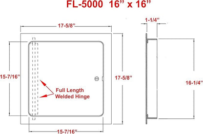 Premier 16x16 Universal Steel Flush Access Panel Door w/Keyed Cylinder Latch