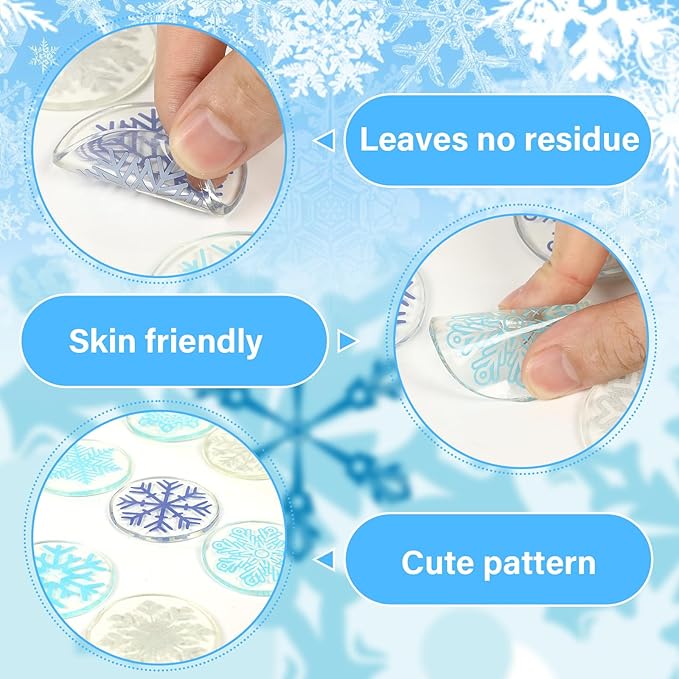 Tevxj 20 PCS Winter Thick Gel Clings Snowflake Window Decorations Christmas Snowflake Window Clings Decals Winter Window Decor for Kids Toddlers Home Airplane Christmas Party Home Classroom Nursery