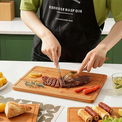 Zarler Bamboo Cutting Boards for Kitchen, 15.5x10.5 Durable Wood Cutting Board