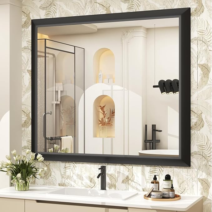 SMIROR Matte Black Bathroom Mirror