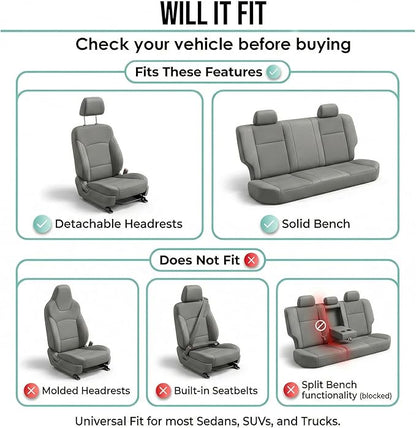 FH Group Bright Flat Cloth Full Set Automotive Seat Covers Front Set and Rear Solid Bench Mint Black Seat Covers w. Gift Universal Fit Interior Accessories for Cars Trucks and SUVs