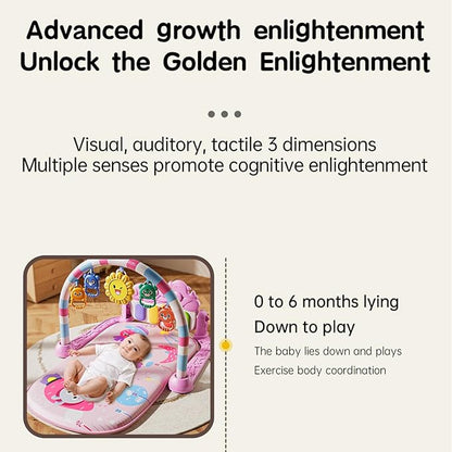 Alive Lovely Baby Gyms Play Mats, Musical Activity Center Baby Piano Gym Mat, Music and Lights Tummy Time Padded Mat for Newborn Newborn 0 to 3 6 9 12 Months