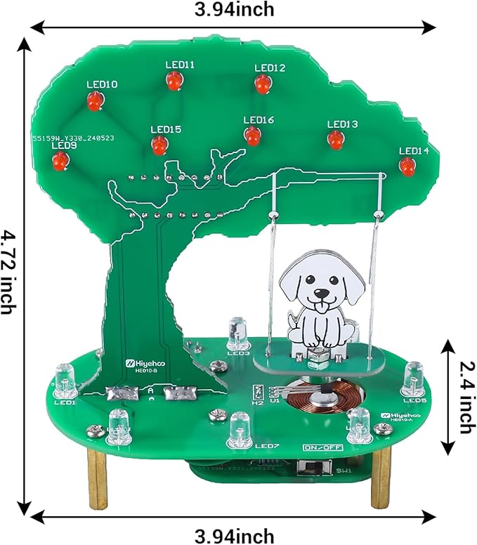 Dog Swing Soldering Project, ICSTATION Electromagnetic Swing Soldering Practice Kits with RGB LED Lights DIY Electronics Kit for School Education Creative Present Desktop Decoration
