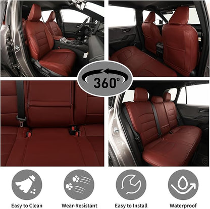 EKR Rav4 Seat Covers Custom Fit for Toyota Rav4 (Hybrid) Woodland/Limited 2026, Leather Car Seat Cover Full Set for SUV,Faux Leather(Burgundy)