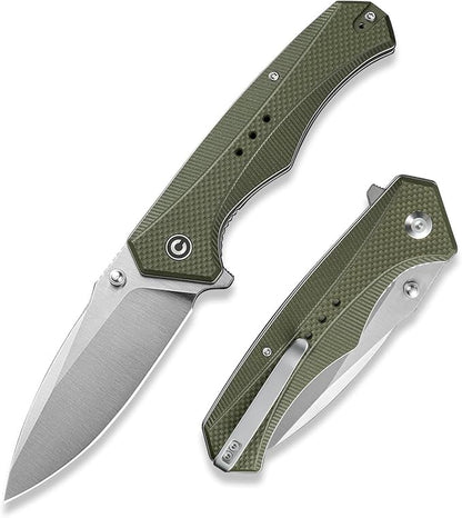 CIVIVI Photonix EDC Pocket Knife, Folding Knife with 3.7" 14C28N Blade G10 Handle with Pocket Clip for Men Women, Camping Hiking Fishing Knife C23081B-2, Green