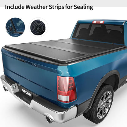 OEDRO FRP Hard Tri-fold Tonneau Cover Fold Truck Bed Covers Fits for Toyota Tacoma 2005-2015 (Excl. Trail Edition) with 5 Feet Bed with Tacoma Bed Rail