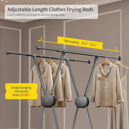 BIREN Clothes Drying Rack Heavy Duty Clothing Racks Foldable Laundry Rack Two