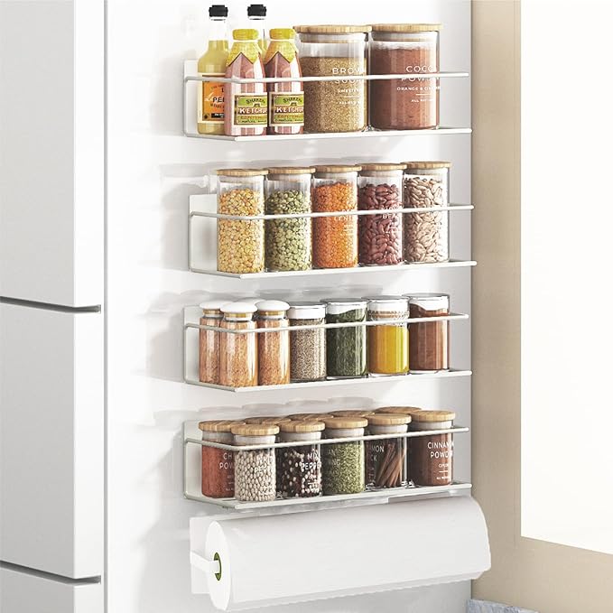 Magnetic Spice Rack For Refrigerator, Space Saving Magnetic Shelf For Fridge