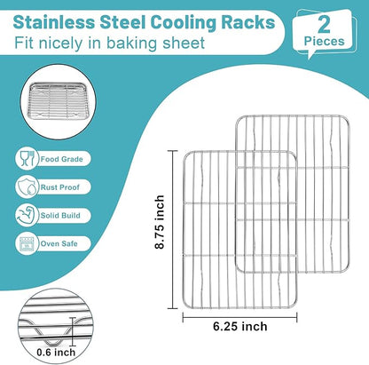 TeamFar Cooling Rack, 8.75” x 6.25” Stainless Steel Wire Baking Rack