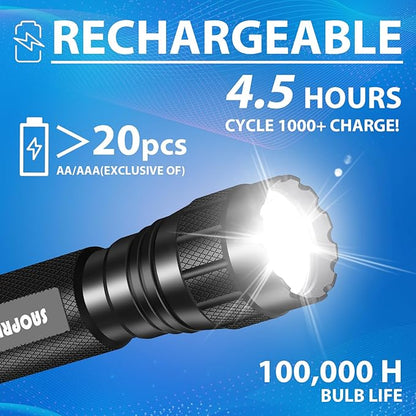Tactical Flashlights High Lumens-1200 LM Police Flashlight with Holster for Duty Belt,Single Mode LED Flashlight for Camping/Law Enforcement-Sentinel-X1