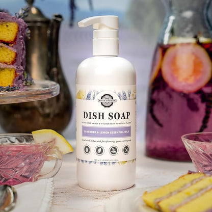 Rustic Strength Natural Dish Soap with Lavender and Lemon, Gallon Glass | Plant Based Cleaners, Streak Free Shine, Helps Remove Grease & Food Residue,Rich Lather