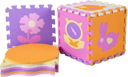 Foam Play Mat for Kids，25Pcs Square Interlocking Puzzle Floor Mat，Baby Play Mat Floor Mat Foam Puzzle Playmat for Toddlers with Fence - 9 Different Animal