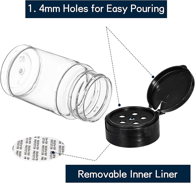 Tosnail 36 Pack 2.7 Oz Small Plastic Spice Bottles