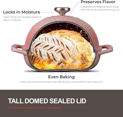 Overmont Enameled Cast Iron Bread Oven - 6QT Bread Dutch Oven