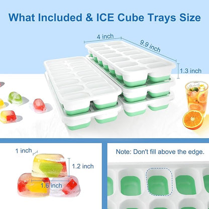 5 Pack 70 Cube Silicone Ice Cube Trays
