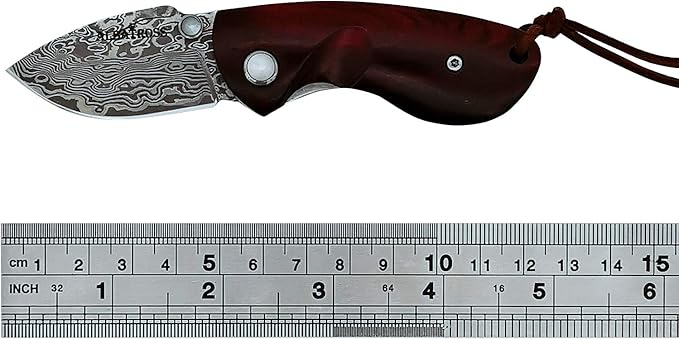ALBATROSS Mini Pocket Knife - 4.75" Modern Damascus Steel Folding Knife with Red Sandalwood Handle - 71 Layer Hand Forged Blade - Liner Lock System - Luxury Gift Box - HGDK013