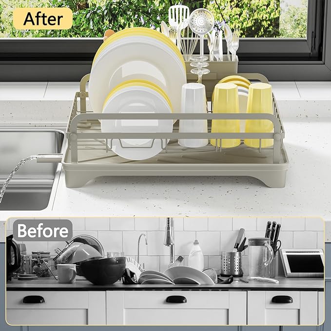 LIYI Dish Rack - Dish Racks for Kitchen Counter, Kitchen Dish Drying Rack