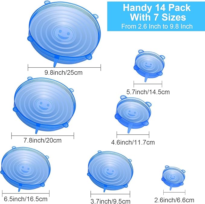 YXYL 14 PCS Reusable Silicone Stretch and Seal Lids