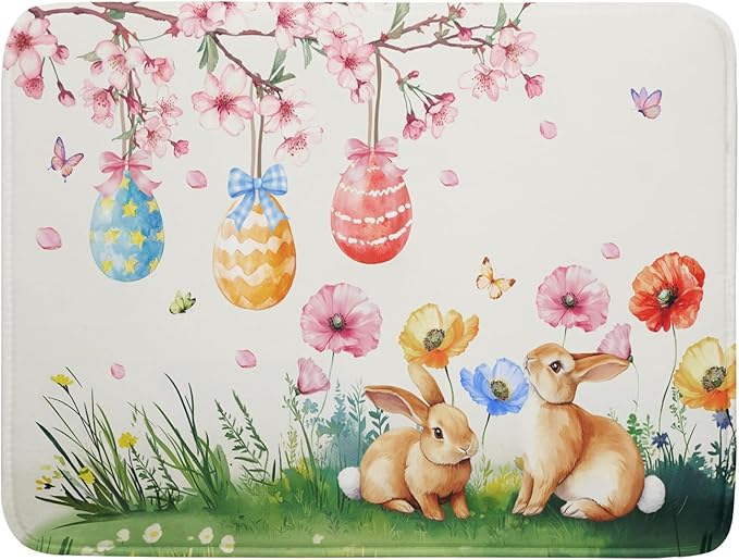 Giwawa Easter Bunny Dish Drying Mat, Spring Rabbits Eggs Hunt Dish Drainer Mats