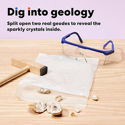 KiwiCo Volcano Science Kit for Kids Age 5 to 8 – STEM Science Kit & Educational Toy with Rock & Mineral Exploration, Real Geodes, Magnifying Lens, Display Case & Eruption Experiment