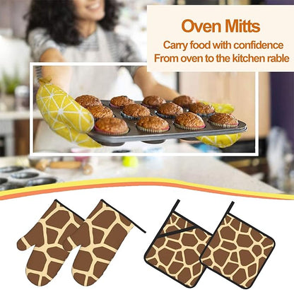 Giraffe Oven Mitts with Matching Potholders
