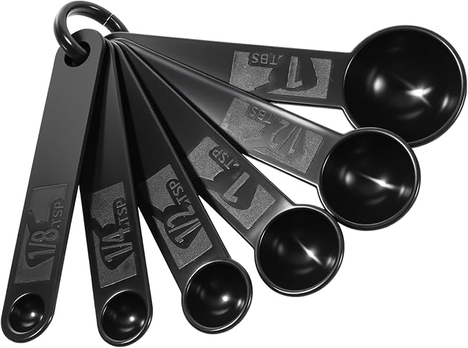 5Pcs Black Measuring Spoons Universal Easy to Read Measuring Cup and Spoon Set