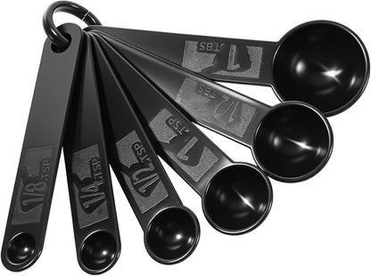 5Pcs Black Measuring Spoons Universal Easy to Read Measuring Cup and Spoon Set