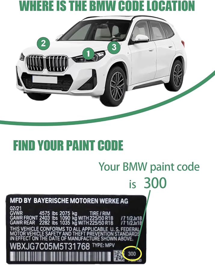 A96 Mineral White Metallic Touch Up Paint for BMW, Color Accurate Car Paint Scratch Repair Pen, Quick & Easy Fix Automotive Chips and Nicks