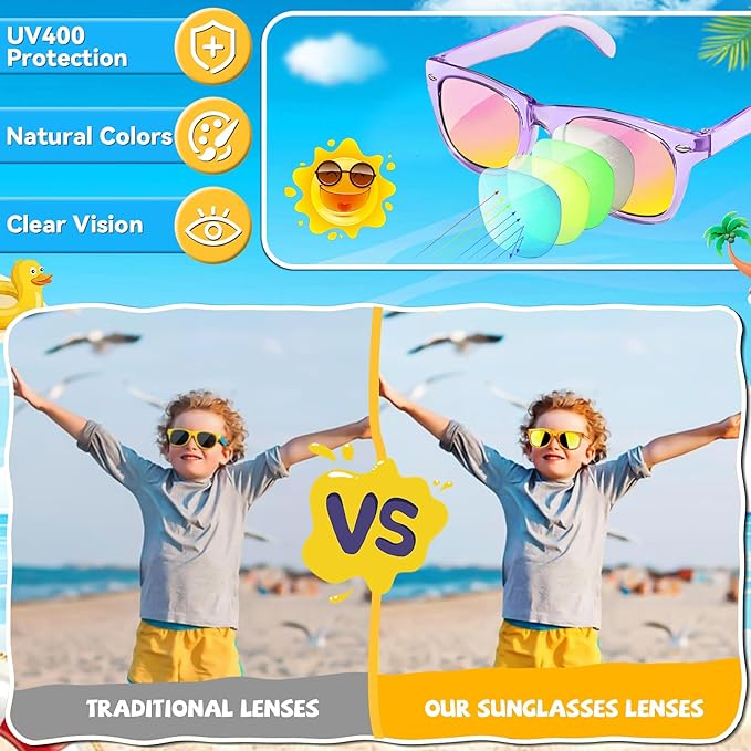 Kids Sunglasses Party Favors - Boys Girls Valentines Day Gifts, Neon Sunglasses with UV 400 Protection for Kids Classroom Favors Birthday Goodie Bags Stuffers - 32 Packs