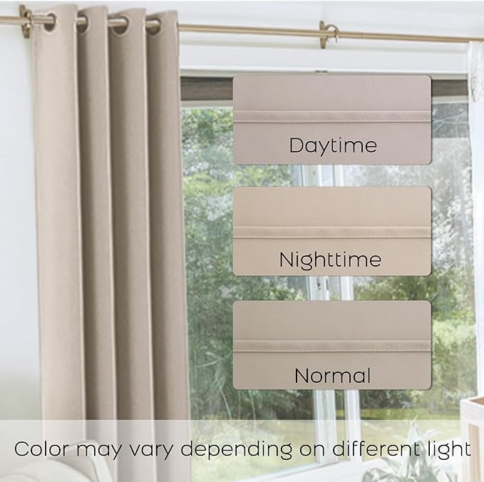 KOUFALL Neutral Taupe Blackout Curtains 96 Inches Long