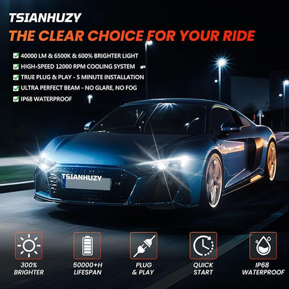 Compatible For Honda Civic 2006-2015 Driving Light Bulb,600% Brightness High Low Beam Fog Light Bulbs Combo,Plug and Play,6500K White Bulbs,IP68 6pcs