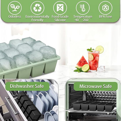 Ice Cube Trays for Freezer, 2 Pack Easy Release Slicone Ice Cube Tray