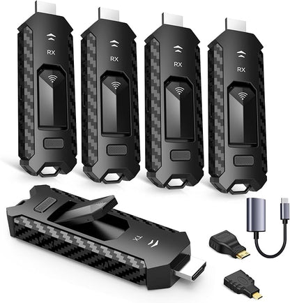 Wireless HDMI PRO- Transmitter and Four Receiver, Portable Multi-TVs Extender