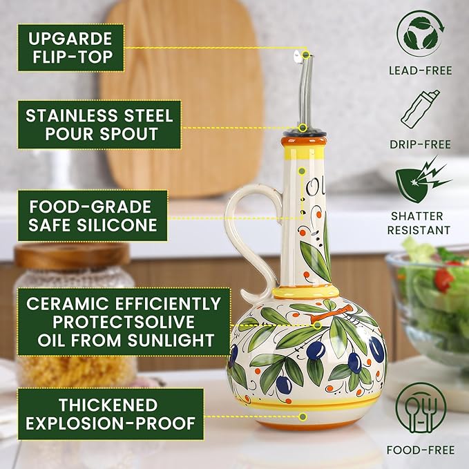 18 oz Ceramic Olive Oil Dispenser Bottle
