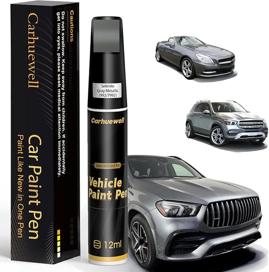 (992/7992) Selenite Gray Metallic Touch Up Paint Compatible with Mercedes-Benz, Exact Match Car Paint Pen Automotive Scratch Repair Remover Kit Quick & Easy Solution for Vehile Chips and Nicks