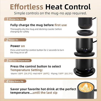 Self Heating Coffee Mug, High-Capacity- 18 oz, 180 Min Battery Life, Smart