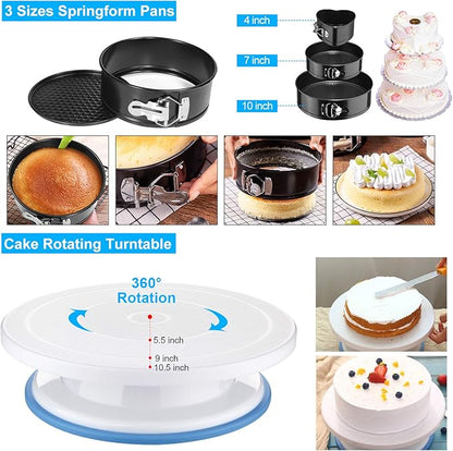 Cake Decorating Supplies, Cake Rotating Turntable, 48 Piping Icing Tips