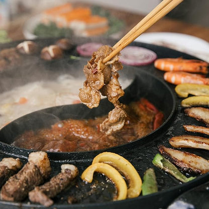 Food Party Hot Pot with Grill 2 in 1 Electric Smokeless Grill and Hotpot Pot