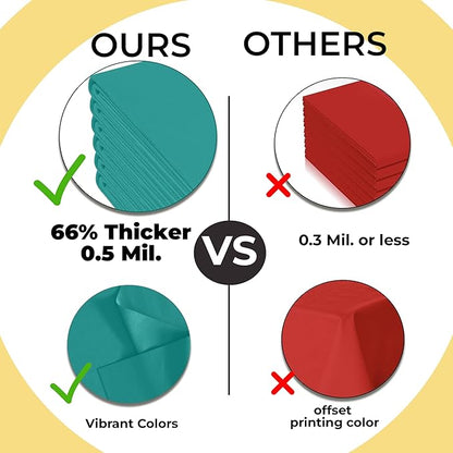 Exquisite 66% Thicker Premium Plastic Table Cloth Rectangle Table Cover 0.5 Mil 6 Pack Teal Table Cloth 54 Inch x 108 Inch Disposable Tablecloth Won't Tear Easily Like Cheap Thin Brands