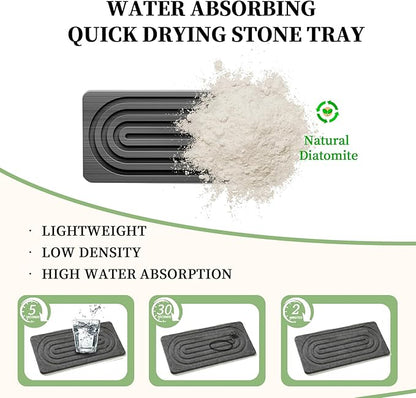 2 PCS Water Absorbing Diatomite Coasters, Stone Drying Mat