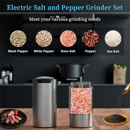 Electric Salt and Pepper Grinder Set Type-C Fast Charging, Automatic Salt and